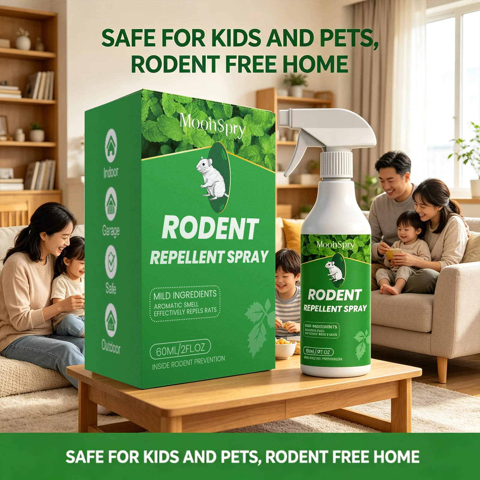Spray répulsif contre les rats, répulsif efficace contre les rats, prévient les morsures, protège les meubles, répulsif contre les rats à action longue durée, intérieur et extérieur, granulés répulsifs contre les rats