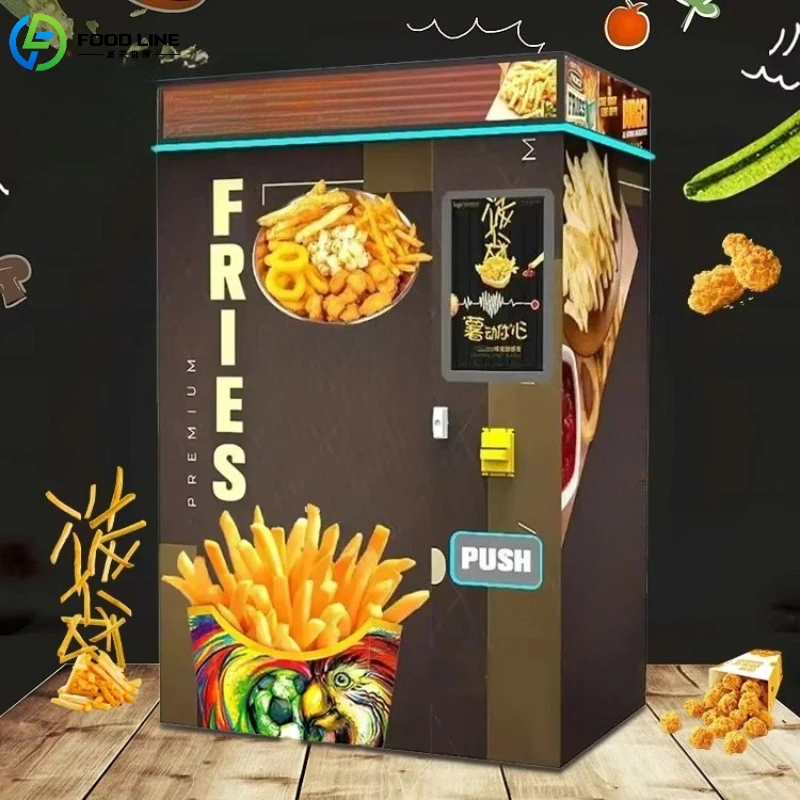 Customized Commercial Grade French Fries Vending Machine Fast Food Equipment with Multiple Payment Methods for Mall Airport