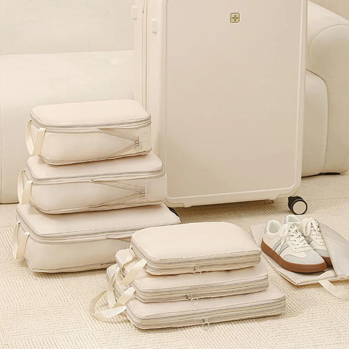 4 unids/set bolsa de compresión de viaje organizador de equipaje bolsa de viaje cubos de embalaje para bolsa de viaje organizador bolsa de almacenamiento de viaje