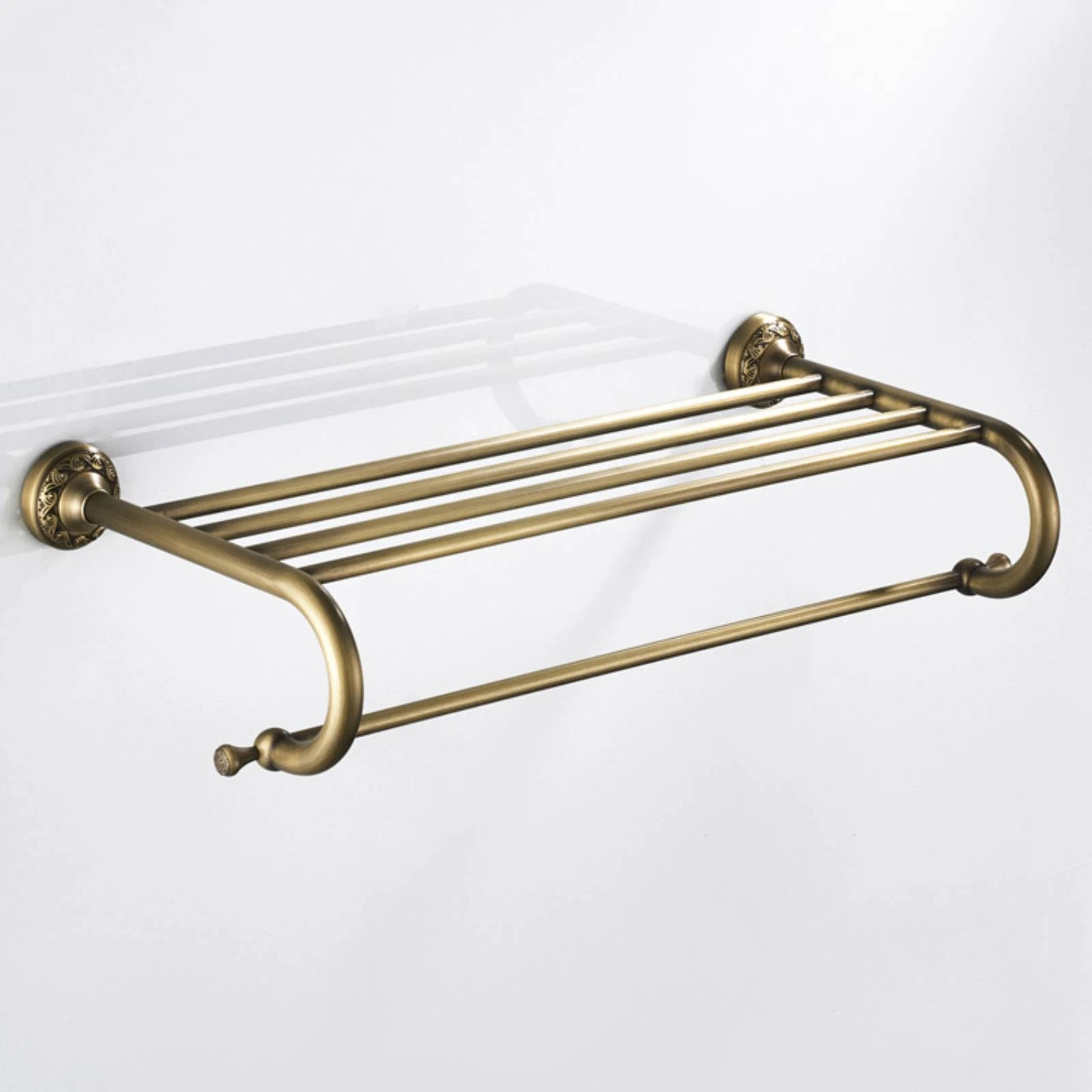 

Wall Mounted Towel Rack with Shelf Antique Bronze Bathroom Towel Rack with Shelf Hardware Multilayer Rust Resistant
