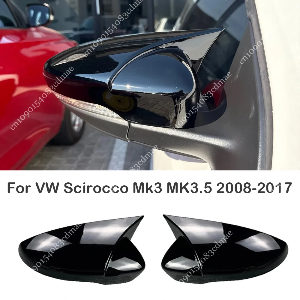 For Volkswagen Scirocco Mk3 MK3.5 R TSI TDI 2008-2017 Car Rearview Mirror Cover Cap Shell Frame Decoration Gloss Black Tuning