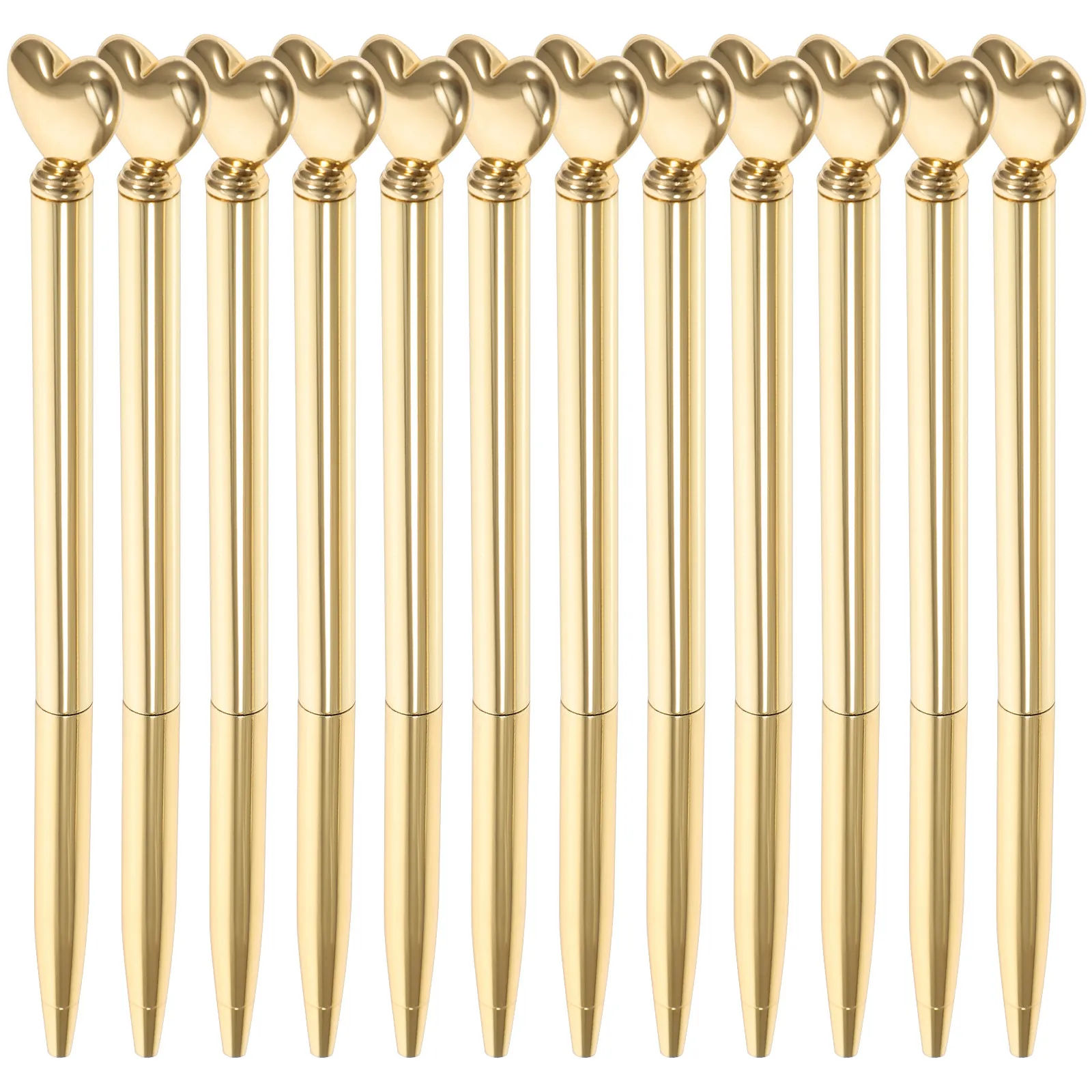 

Набор из 12 стильных металлических шариковых ручек с сердечками: легкое письмо, многофункциональность, идеально для студентов, для дневников и записных книжек