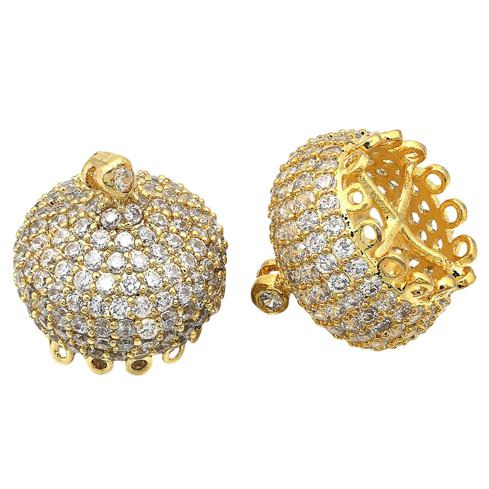 Juya 18K 골드 도금 장식 패스너 크라운 커넥터 펜던트 액세서리 DIY 여성용 태슬 진주 보석 목걸이 만들기