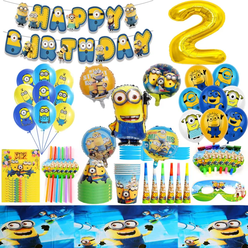 Minionsed Birthday Party Decoration Latex Foil Balloons Yellow Paper Cup  Party Supplies Despicabled Me Disposable Tableware Toy