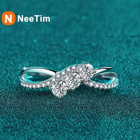 NeeT Full Moissanite Ring for Women 925 Sterling Silver with White Gold Plated Wedding Engagement Women's Ring Jewelry Wholesale