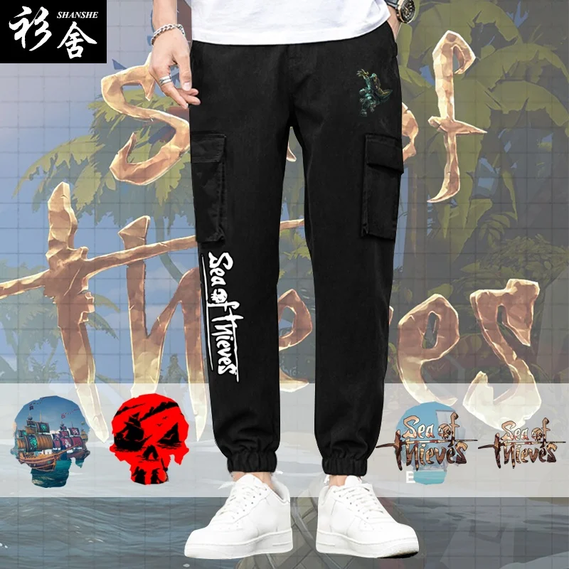 

Мужские повседневные брюки в стиле игры Sea of Thieves, рабочие брюки, спортивные длинные брюки с манжетами, хлопковые удобные брюки свободного кроя