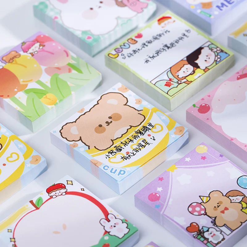 

100PCS DIY cartoon cute hand account series hand painted Notes Sweet tea telegram message notes N times stickers 8Styles