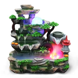 Desktop Fountain Waterfall Unique Resin Desktop Water Fountain Landscape Decoration Home Ornament with Atomization Effect