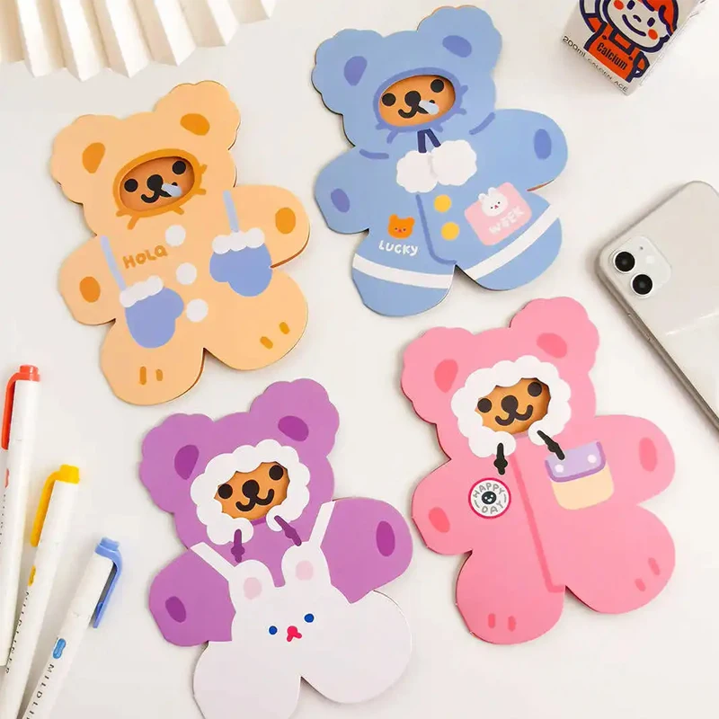 10pcs/Ins Wind Little Bear Greeting Card Blessing Message Card Girl Creative Cute Cartoon Handwritten Small Card