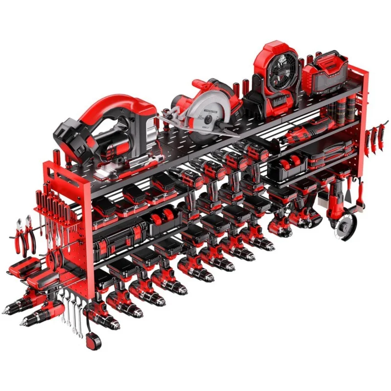 

heavy-duty power tool rack Garage tool storage rack Wrought iron 12-position handheld electric drill finishing storage rack