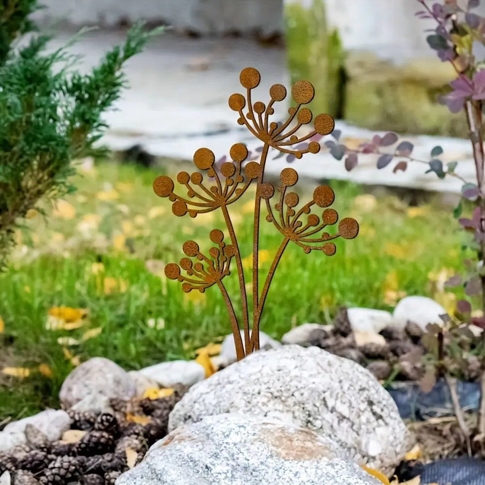 

Landscape Decoration Metal Decorative Rusty Stake Plant Shaped Art Ground Stake Antique Design Garden Pile Flower Pot
