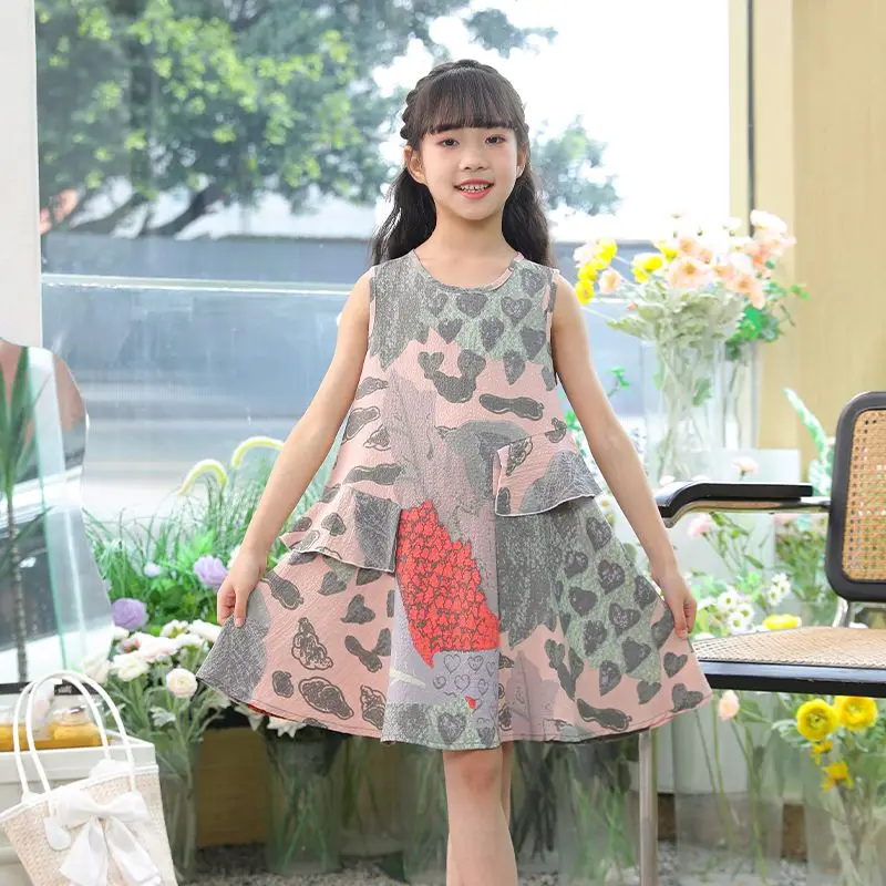 3-13Years Kids Summer Tank Dress Children Sleeveless Floral Dresses for Girls Causal Outfits Princess Dress 4 5 6 7 8 9 10 11 12
