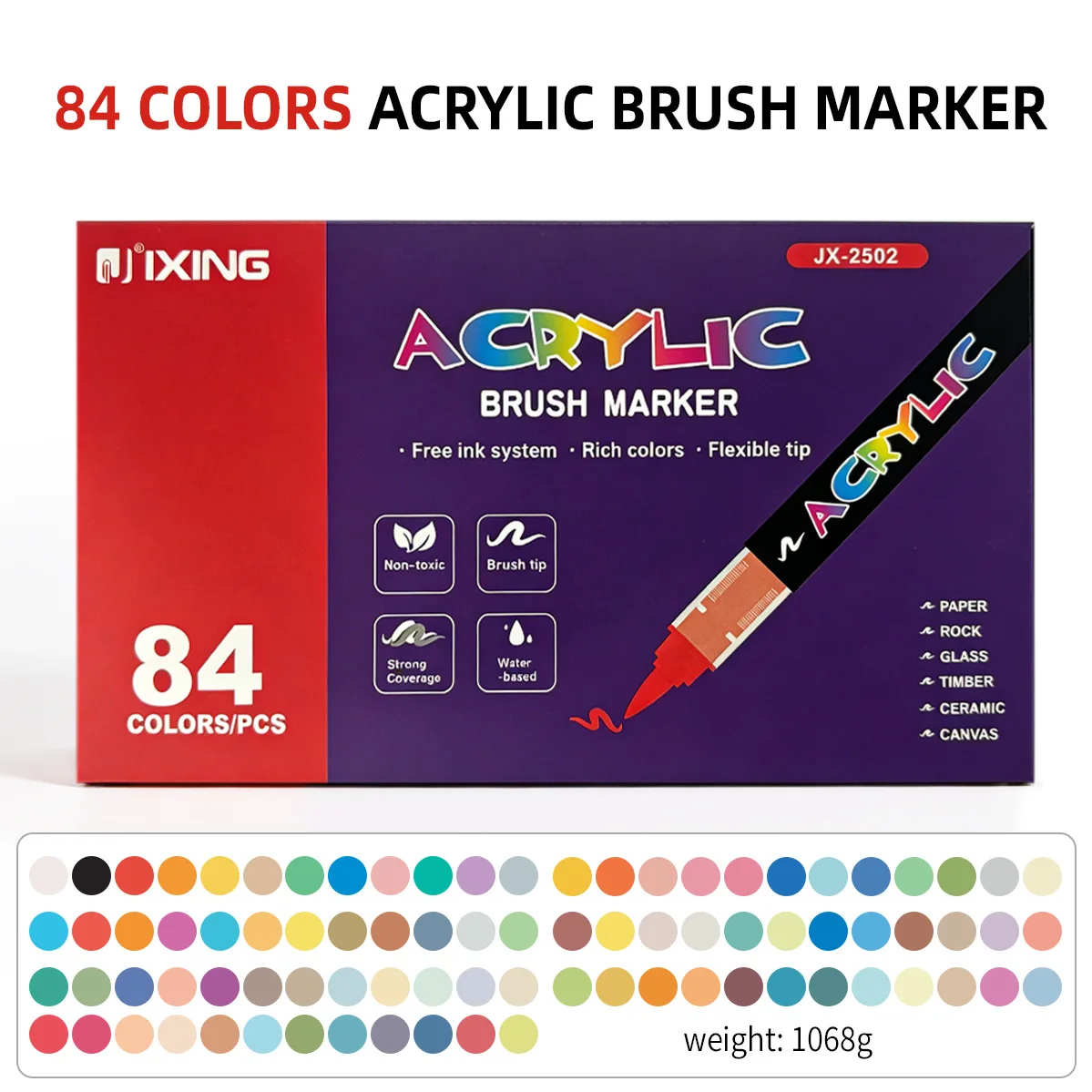 84 Colors Acrylic Brush Marker Soft Tip direct Liquid Paint Pen for Rock Painting Canvas Wood Glass DIY Art Supplies School Gift