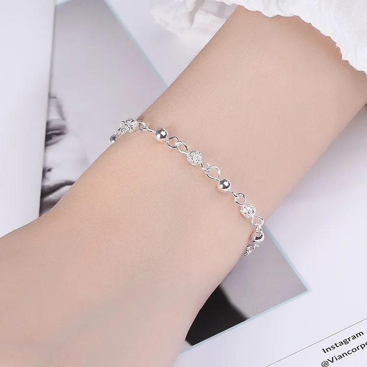 925 Sterling Silver Beautiful Bead Bracelets for Women Fashion Korean Hollow Pattern Ball Bracelet Luxury Original Jewelry Gifts