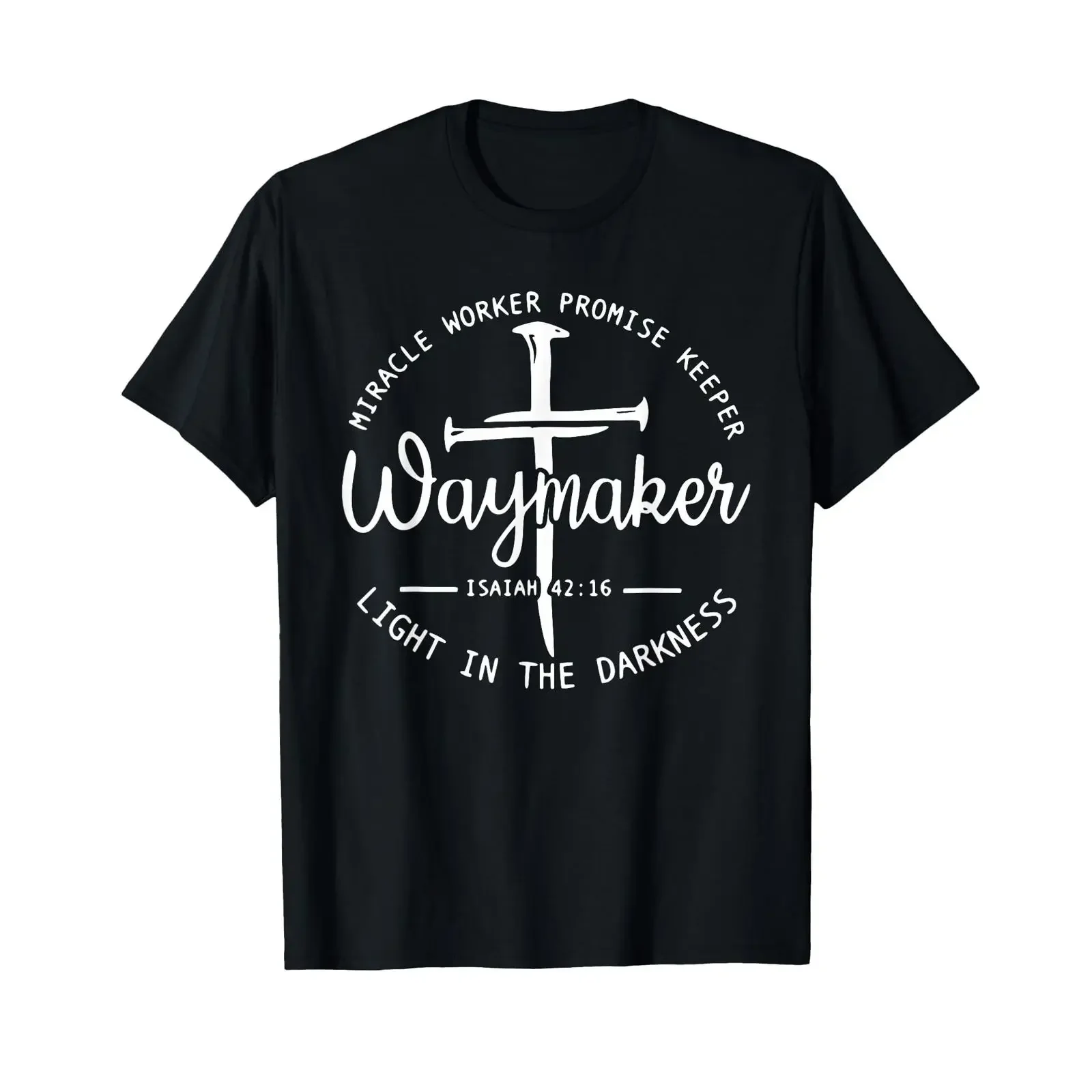 Waymaker Promise Keeper Wonderworker Christian T Shirt black vintage Washed Versatile Top For Everyday Wear Casual