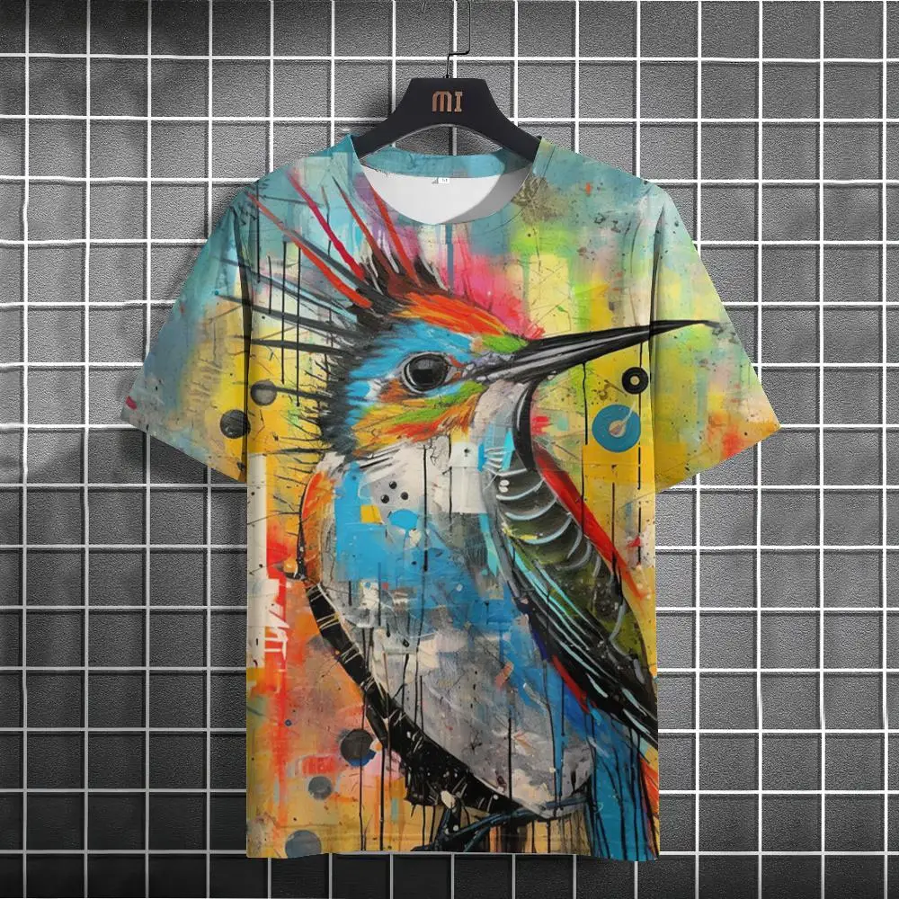 Funny Abstract Animal Pattern Men's T-Shirts 3D Print Creative Personality O-Neck Short Sleeve Tees Oversize Casual Fashion Tops