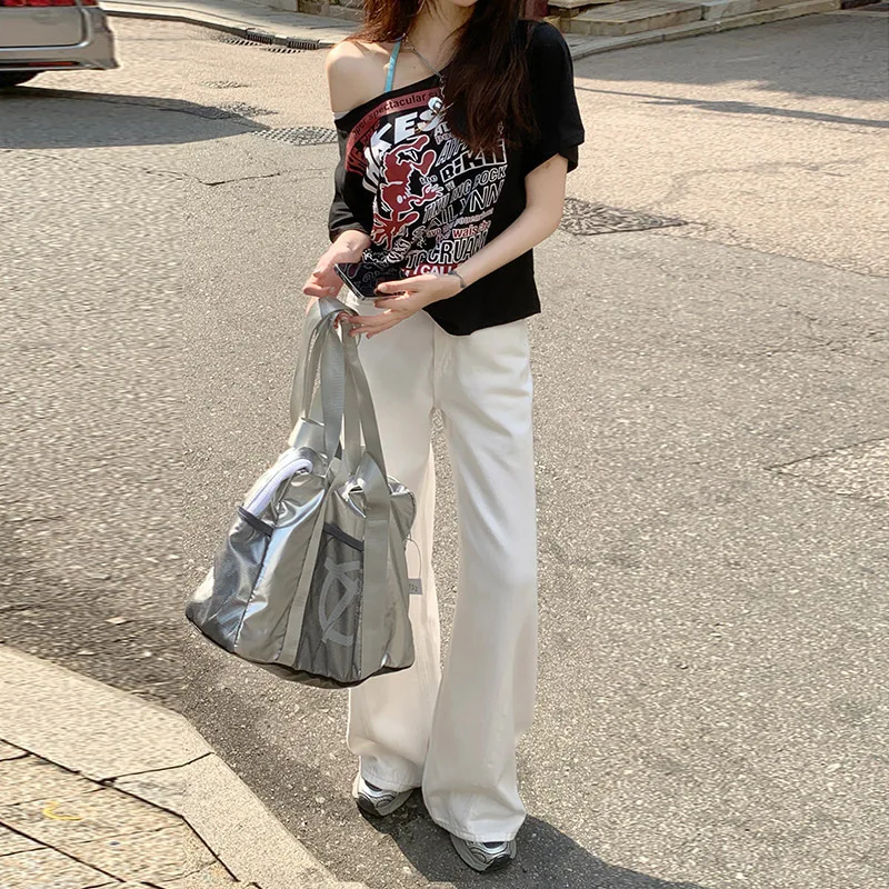 2026 Spring Summer Women American Vintage High Waist Flare Jeans Loose Fit Floor‑Length Denim Pants Regular & Extra Long Version