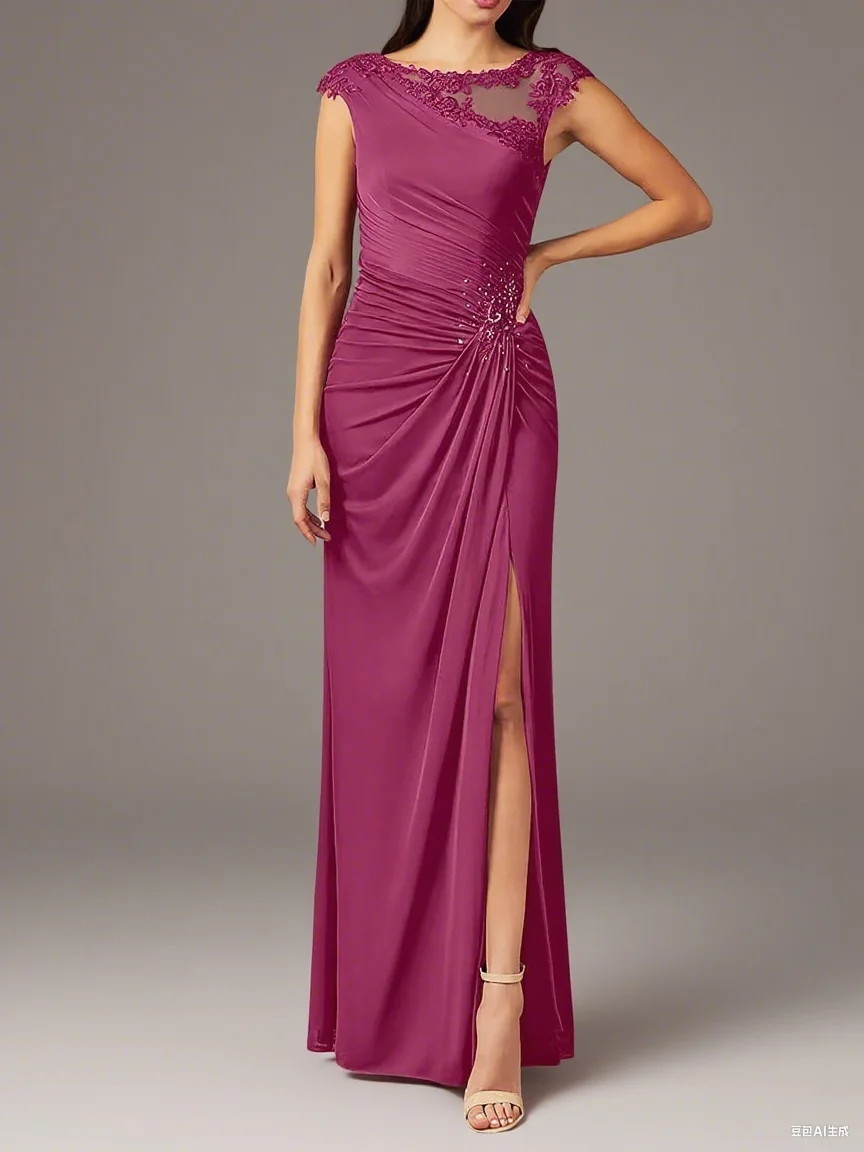 

Lace Chiffon Mother of The Bride Dresses Mermaid Mother of The Groom Dress for Women Long Applique Wedding Guest Gowns