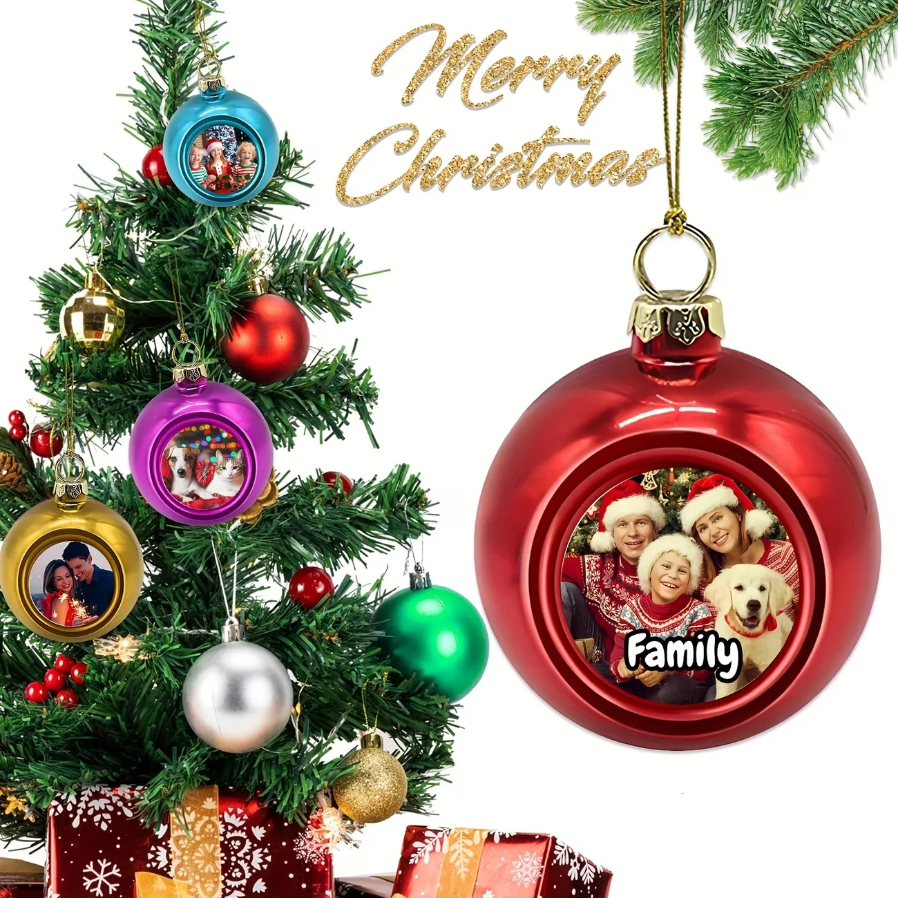Ornamen Natal Foto Kustom, Bol - Home Decor Tree ulasan dan harga