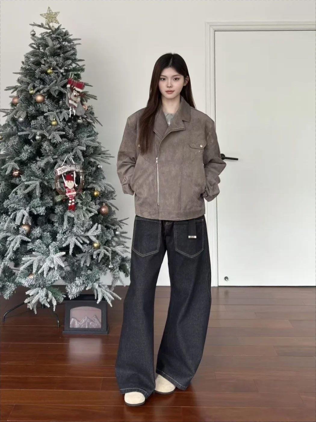 

AN Motocross Sle Suede Jaet Men's ort Loose Fit Retro Gunboat Collar Biker Coat Polyester Fiber 95% Polyurethane 5%