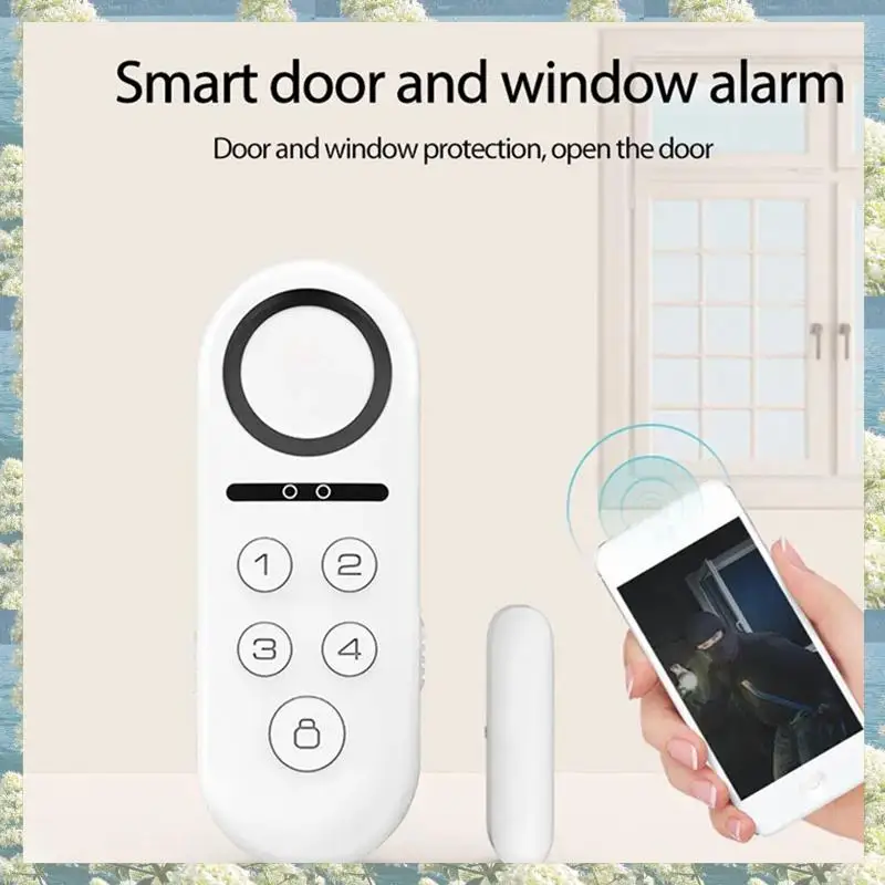 جديد-Tuya الذكية نافذة الباب إنذار الاستشعار الباب المغناطيسي عن بعد الصوت والضوء كلمة المرور نزع سلاح تويا المنزل الذكي