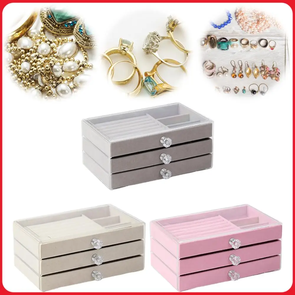 Transparente Schmuckbox mit 3 Schubladen Schmuckkästchen Schmuckaufbewahrungsbox für Frauen Mädchen für Ringe Ohrringe Armbänder Halsketten
