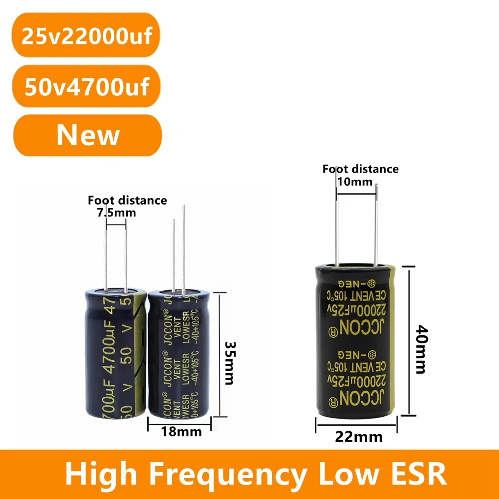 JCCON 25V 35V 50V 63V 100V 160V 200V 250V 450V 68uf 100uf 1000uf 2200uf 4700uf 10000uf 22000uf Aluminum Electrolytic Capacitor