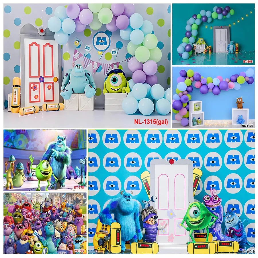 Green Monster Inc Backdrop for Birthday Party Monster Inc Boo Theme Baby Shower Banner for Birthday Party Cake Table Decoration