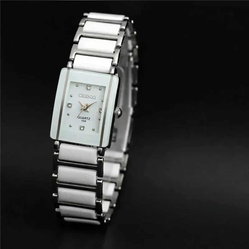 Brand Lady Watch Elegant Black Ceramics Simple Minimalism Small Narrow Quartz Casual Women Clock Rhinestone Wristwatch