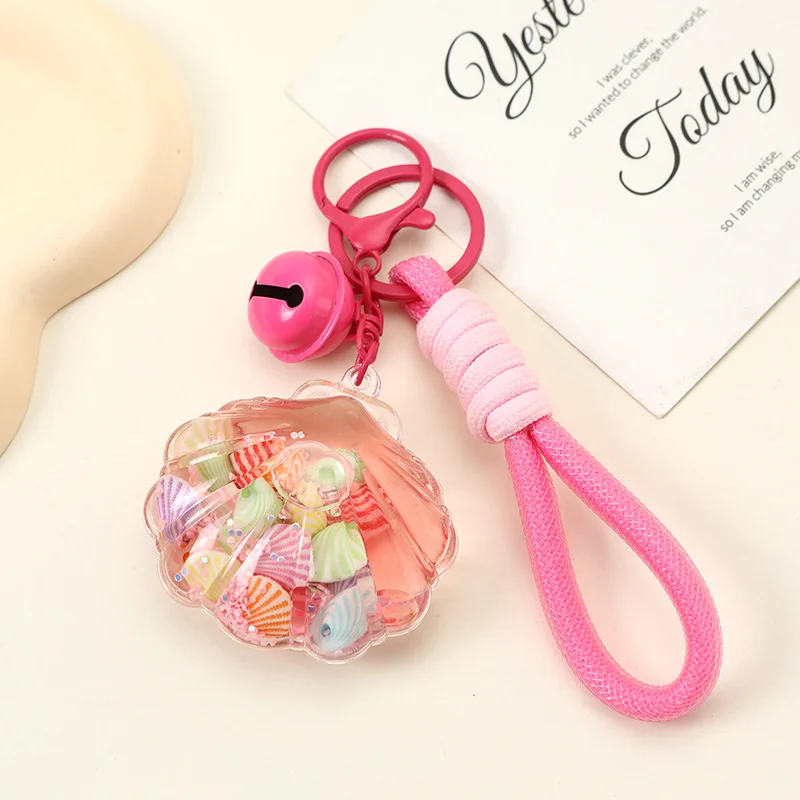 Personalized Cartoon Shell Drift Bottle Keychain Car Key Ring Creative Schoolbag Pendant Exquisite Backpack Decoration Gifts