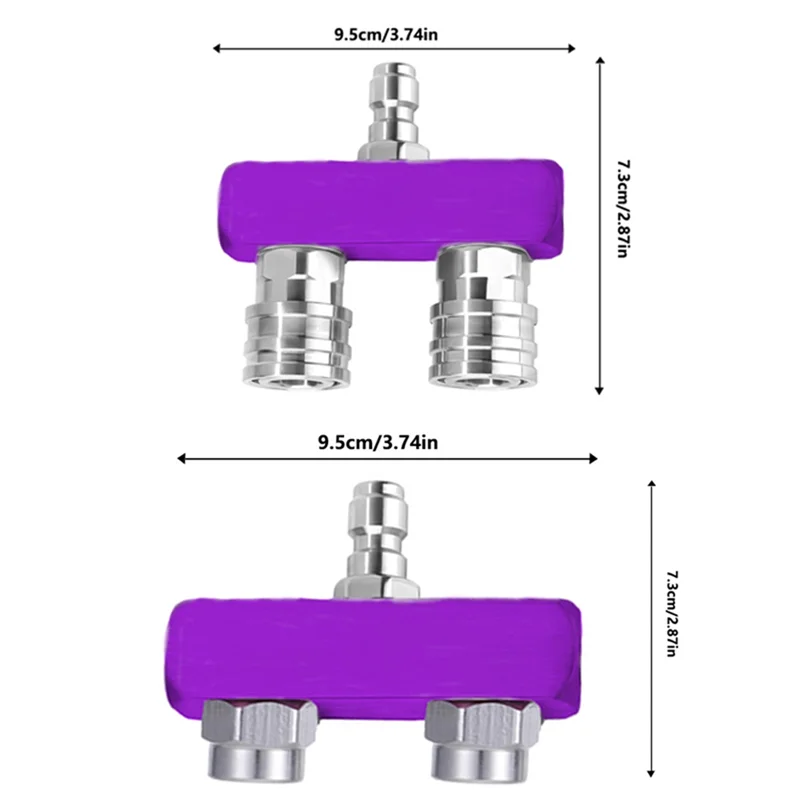 AT19-Dual Nozzle 2-In-1 Pressure Washer Nozzle Tip 1/4" Quick Connector, Stainless Steel,For Garden, Car