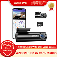 AZDOME M300S 4K Dash Cam Front and Rear, 5.8G WiFi GPS Dash Camera for Cars, Free 64GB SD Card, Voice Control, WDR Night Vision