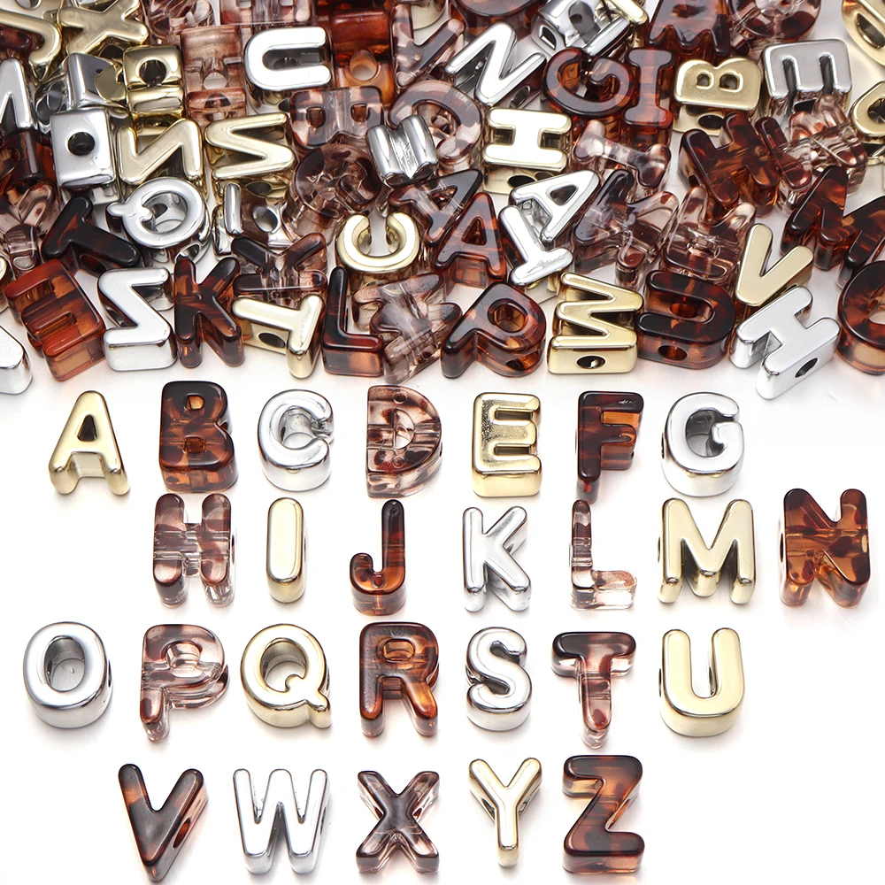 26pcs Big Hole Acrylic Alphabet Beads A-Z Letter Loose Spacer Beads DIY Bracelet Keychain Phone Chain Jewelry Making Supplies