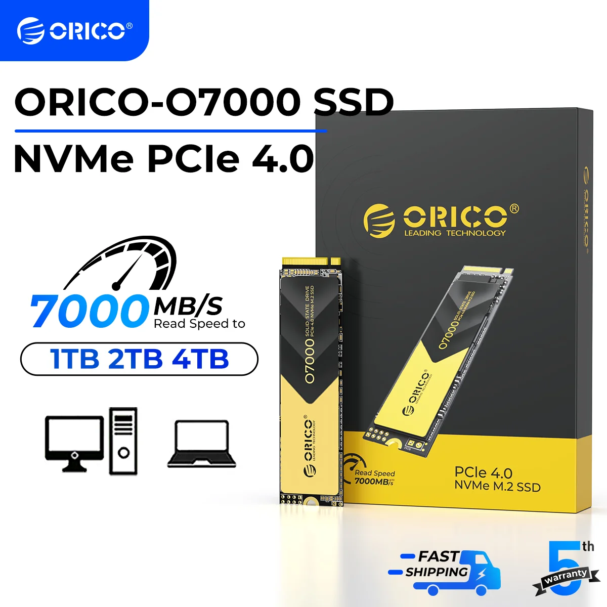 ORICO M.2 NVMe SSD 7000 Мбит/с PCIe4.0 512 ГБ TLC Chip Внутренний твердотельный накопитель M.2 M Key 2280 мм SSD для содержит создателей