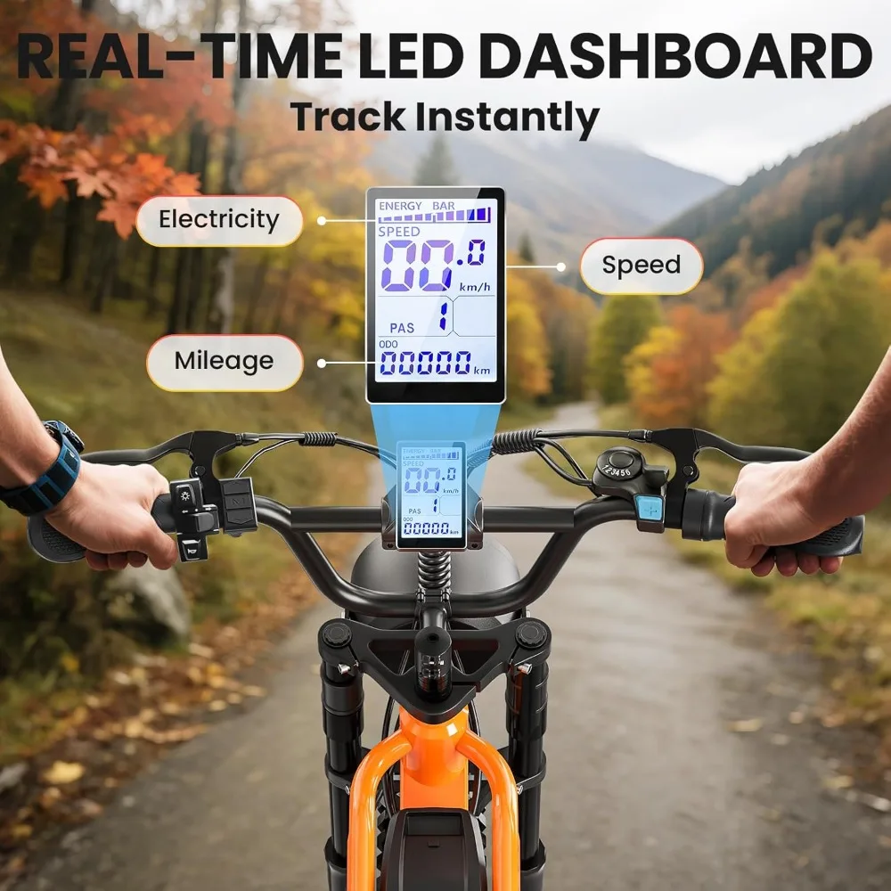 دراجة كهربائية 750 وات للبالغين، 21.6 ميجا في الساعة 70 ميلًا، دراجة نارية ترابية كهربائية 48 فولت 15.6 أمبير في الساعة، دراجة كهربائية بإطارات عريضة 16 بوصة × 4.0، 6 سرعات