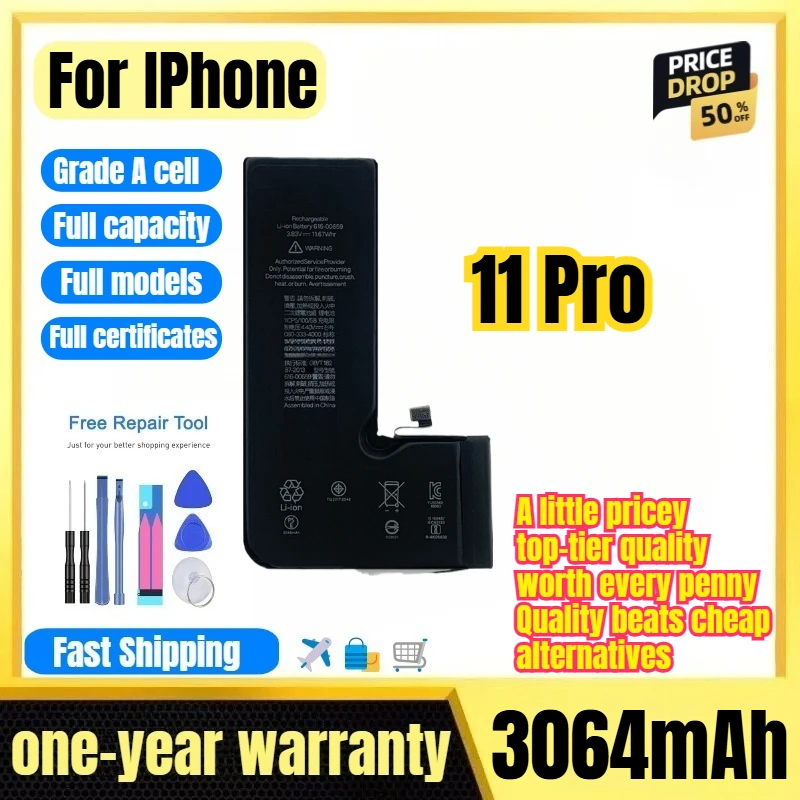 A2215 for IPhone11 Pro Phone Battery 0 Cycle High Quality High Capacity Battery Replacement Bateria Grade A Cell with Tools