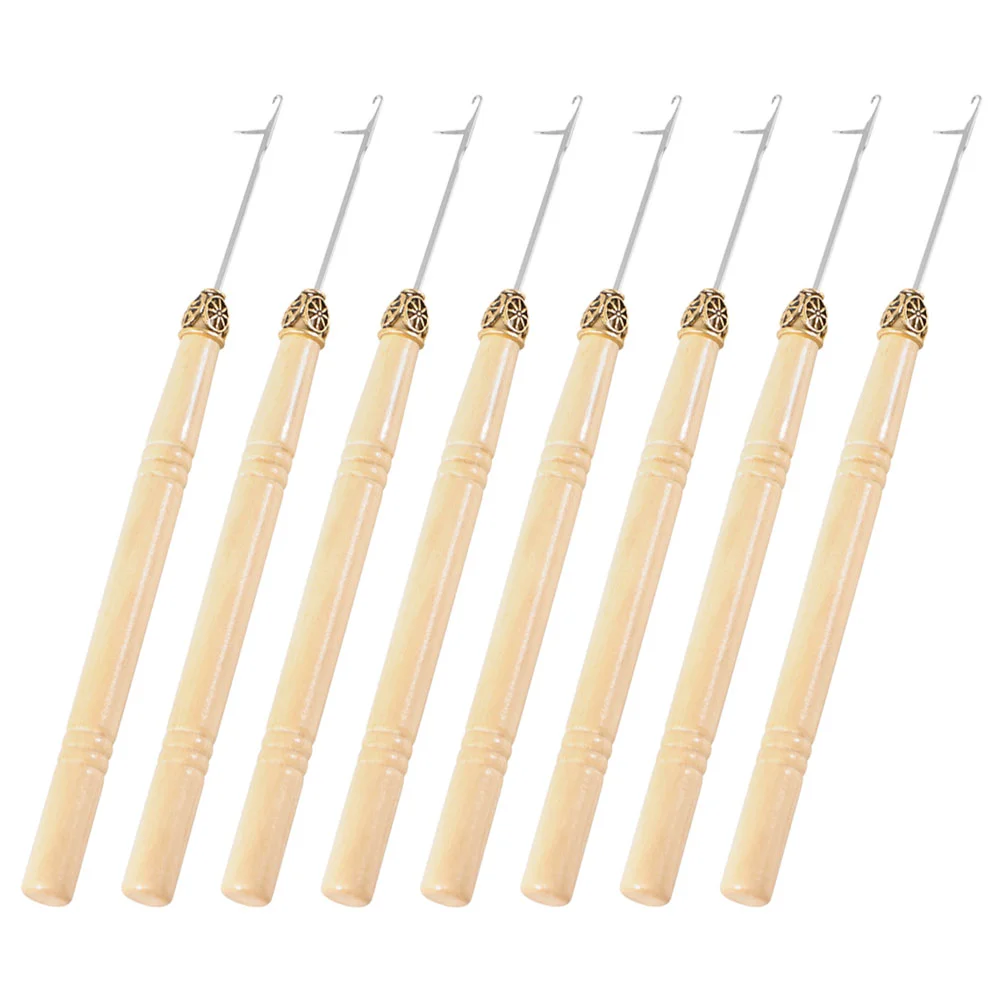 

8 Pcs Crochet with Wooden Handle Dreadlocks Hook Reusable Household Needle Hair Crochets Receiver