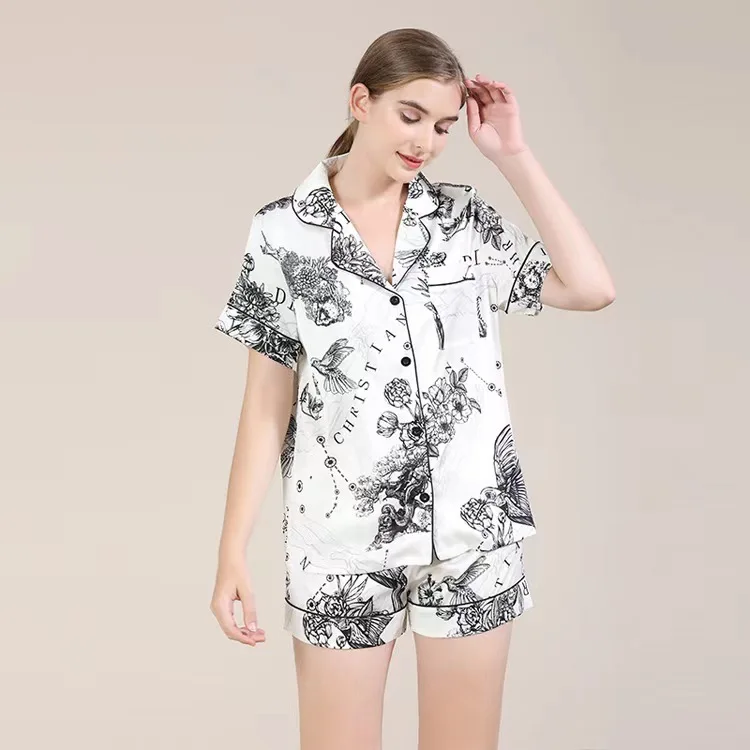 Short Pajamas Set Annimal Bird Printed Pajamas for Wowan  Sexy Sleepwear