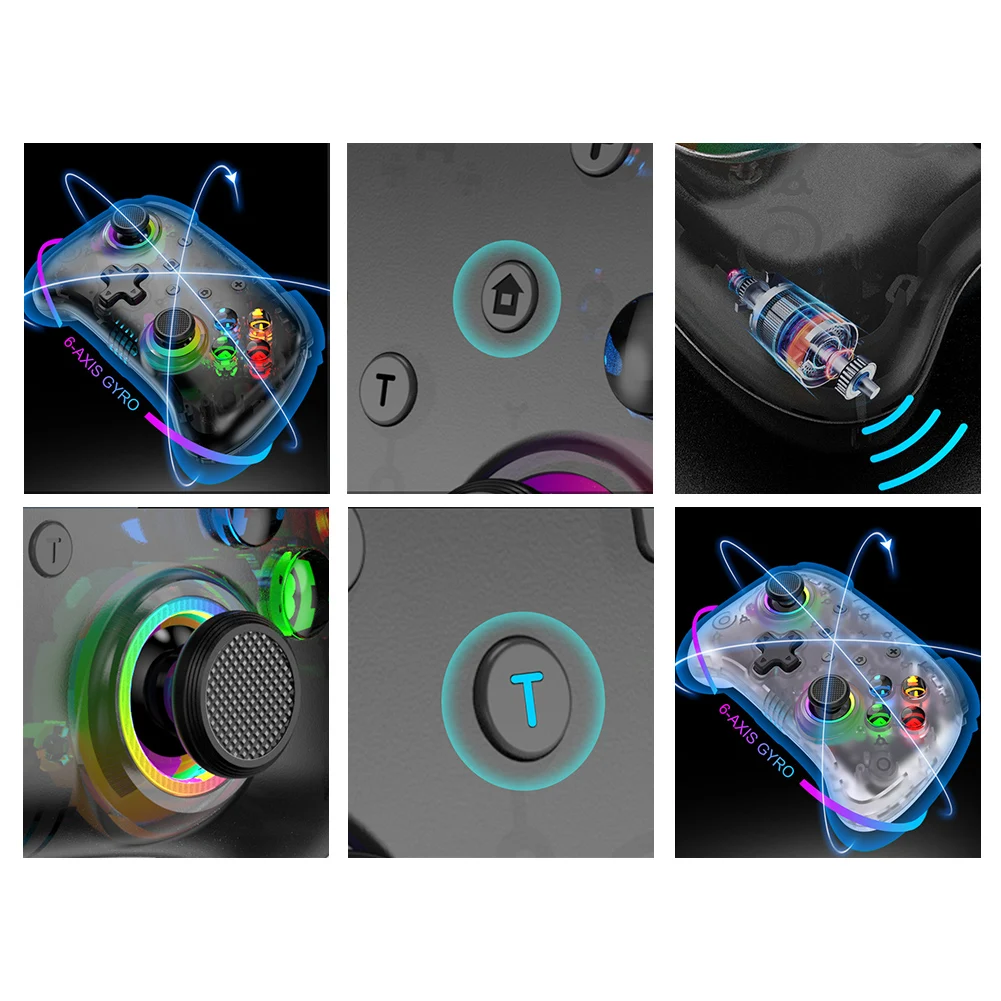 จอยสติ๊กไร้สาย KS39B จอยสติ๊กพร้อมเทอร์โบ/ไจโร6แกน/จอยสติ๊กสำหรับเกมแพดเกมแพด Nintendo Switch/OLED/Lite Joy-Pad