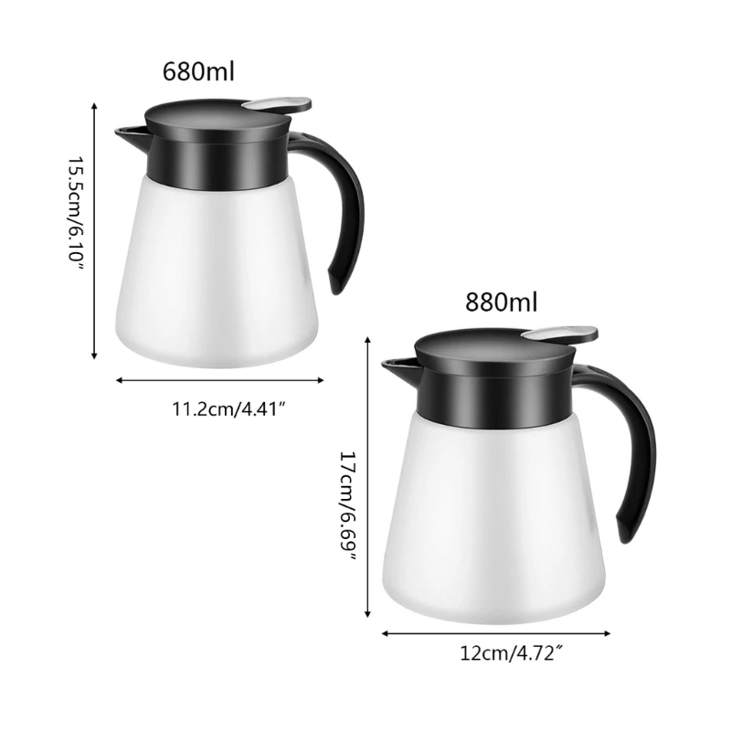 600/880ml Stainless Steel Double Wall Vacuum Flask Insulated Coffee Pot Thermos Milk Tea