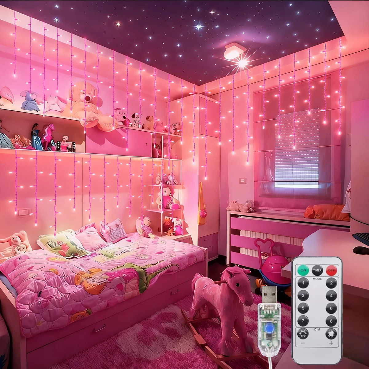 1 قطعة 96 LED USB بالطاقة في الهواء الطلق داخلي LED عيد الميلاد أضواء الزخرفية مقاوم للماء الجنية مصباح مناسبة لسقف الطنف حديقة ديكور #6