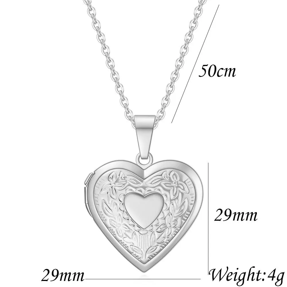 HNSP Vintage Stainless Steel Open locket Heart Pendant Chain Necklace For Women Girl Jewelry Neck Accessorie Gift