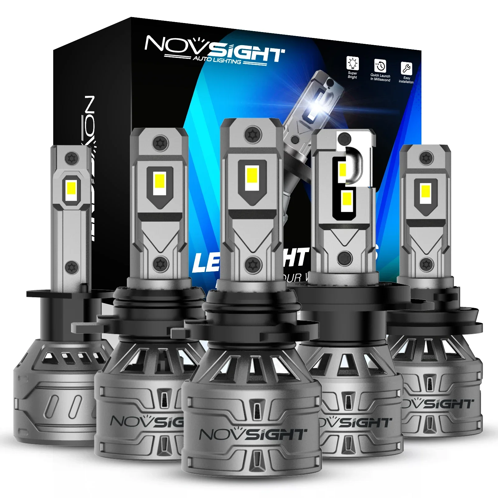 

NOVSIGHT H7 Led Car Lamps H4 H11 H8 H9 9005 HB3 9006 HB4 H1 H3 Car Headlight Bulbs 60W 13000LM 6500K Plug and Play LED Headlight