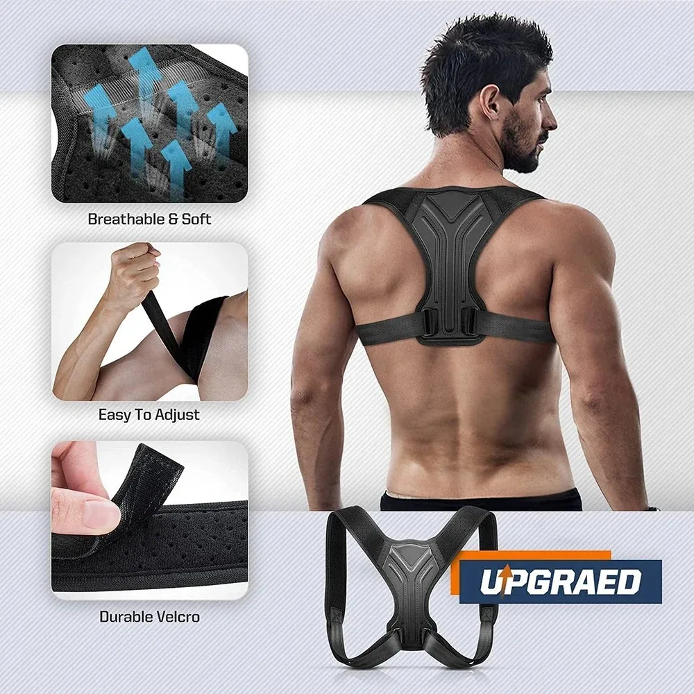 Adjustable Back Shoulder Posture Corrector Belt Clavicle Spine Support Reshape Your Body Home Office Sport Upper Back Neck Brace gallery 4