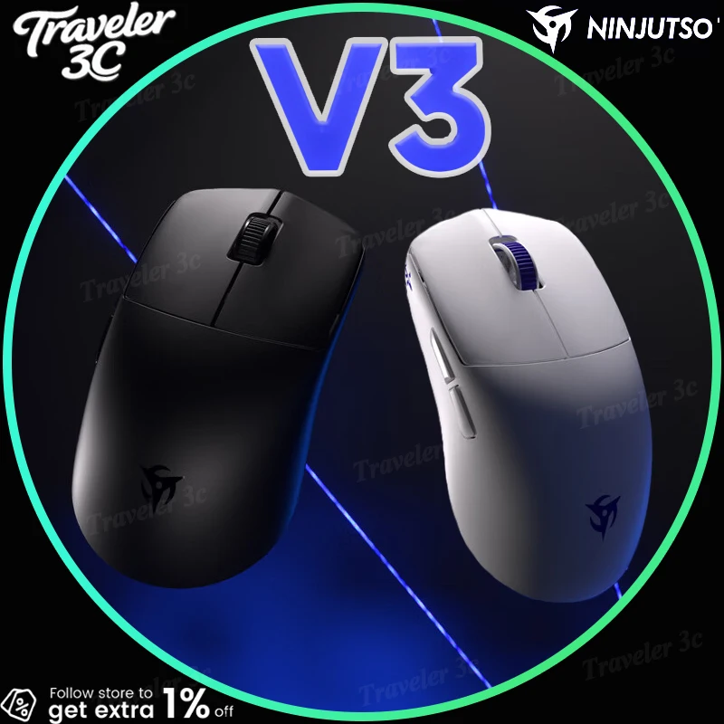 

NEW NINJUTSO SORA V3 Wireless Gaming Mouse Holeless Lightweight 2.4G Wired Dual Mode For CSGO Valorant Delta Action PC Gamers