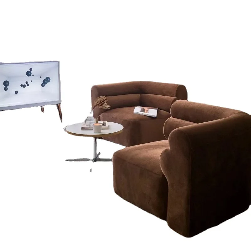 

Retro medieval style module sofa free combination handle game sofa caramel color velvet fabric sofa
