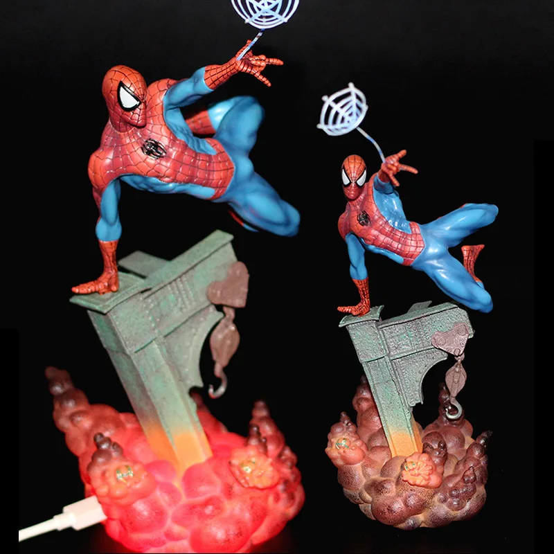 Erman Amazing Spider-man Can Light Up The Pedestal Light Can Move The Doll Venom Model Quality Version Of Hand-done Pvc Figures