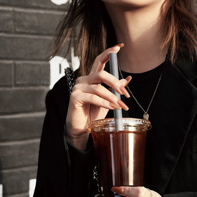 Reusable Pure Titanium Straight/Bend Straws Sandblasted With Cleaning Brush For Medicine Milk Tea Beverages