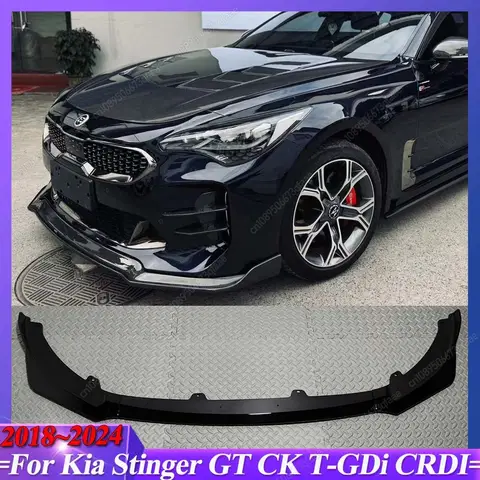 Kia Stinger GT CK T-GDi CRDI 2018-2024 ABS 광택 블랙 카 앞 범퍼 립 스플리터 디퓨저 스포일러 가드 바디 키트 튜닝