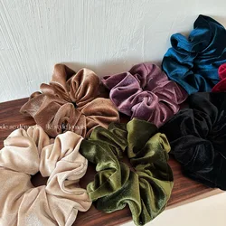 Neueste Winter Frau Große Samt Scrunchies Elastics Haar Band Einfarbig Haar Krawatten Damen Pferdeschwanz Halter Haar Zubehör